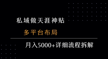 私域做天涯神贴 多平台布局 月入5k+详细流程拆解-优优云网创