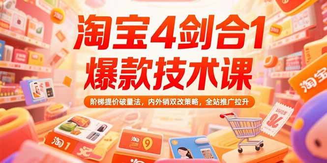 （15415期）淘宝4剑合1爆款技术课，阶梯提价破量法，内外销双改策略，全站推广拉升-优优云网创