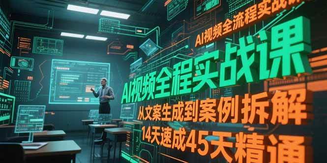 （15172期）AI视频全流程实战课，从文案生成到案例拆解，14天速成45天精通-优优云网创